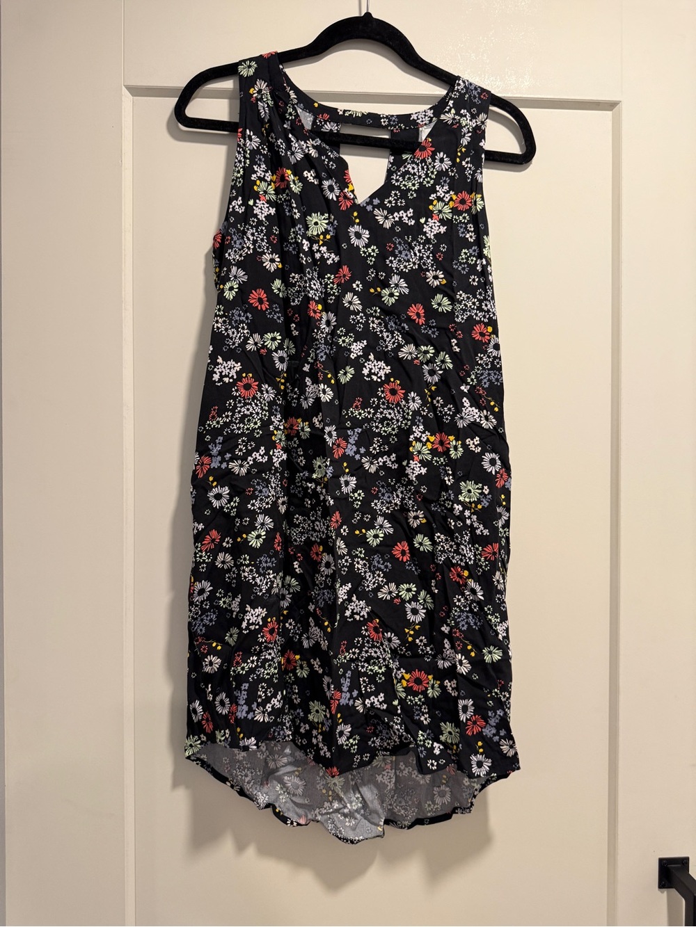 Old Navy Black Floral Keyhole Mini Dress